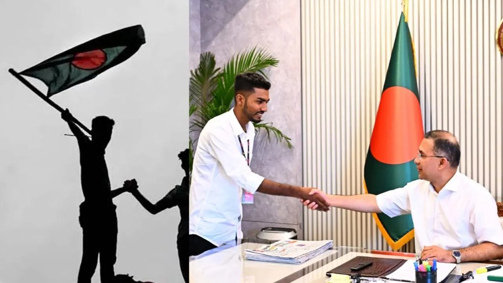 প্রধানমন্ত্রীকে রক্তমাখা পতাকা তুলে দিলেন শেখ আজিজুর রহমান